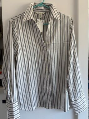 White Stripe Button-Up Shirt